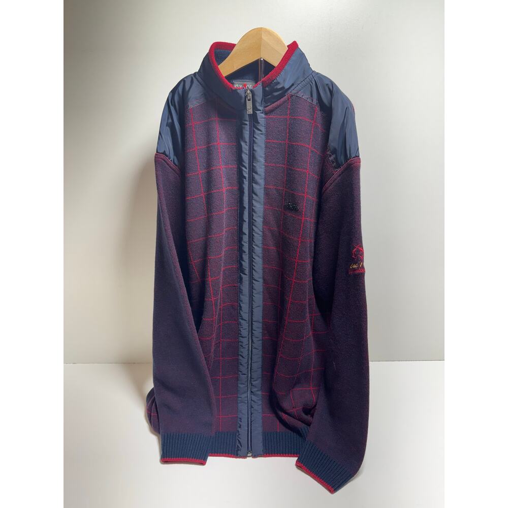 City Chic C&C-71 3XL Cardigan Full Zip Burgundy Red Blue Plaid New